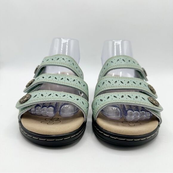 Hueneph Women's Comfort Leather Slides Lightweight Flat Sandals Slip On Casual - Picture 4 of 11